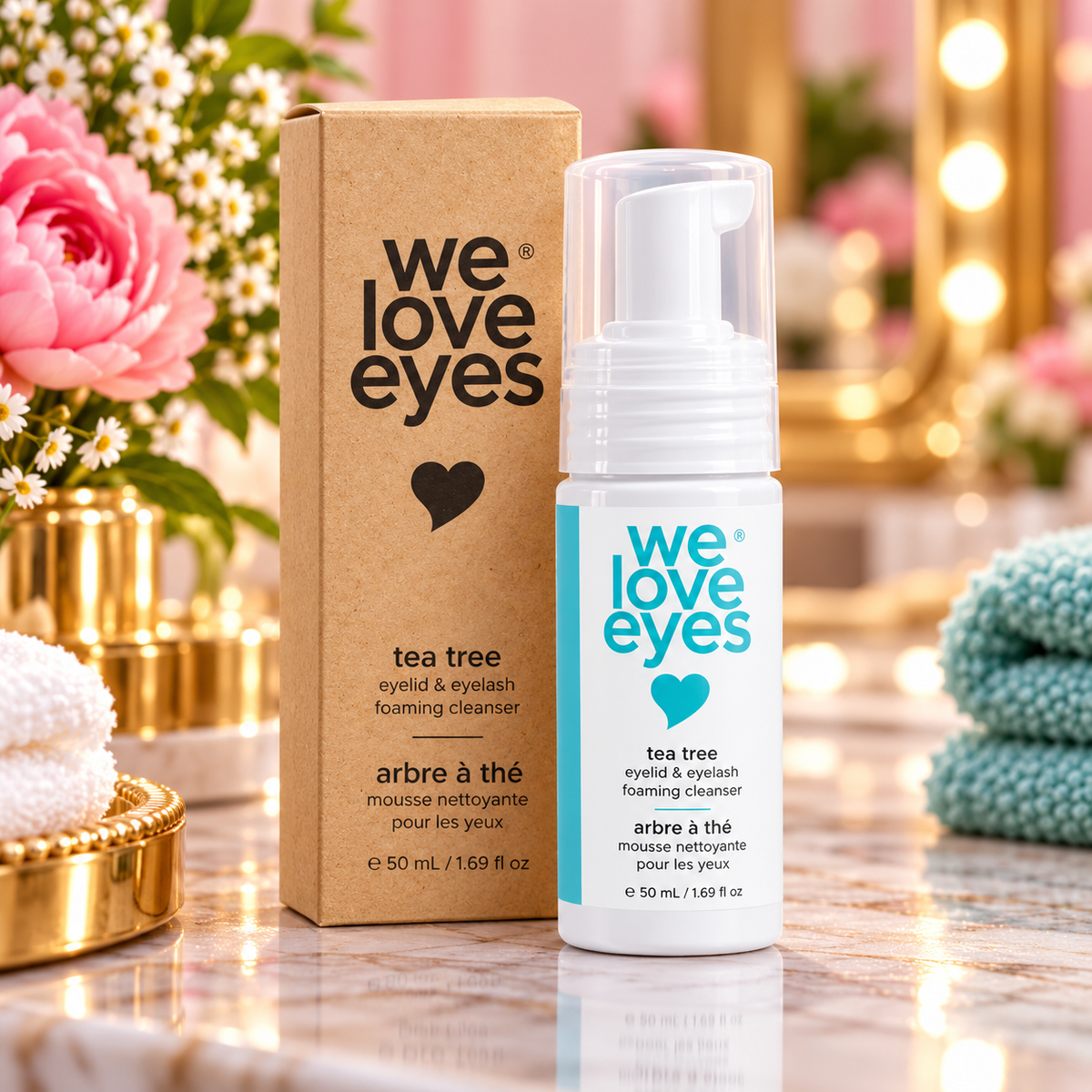 We Love Eyes tea tree foaming eyelid cleanser